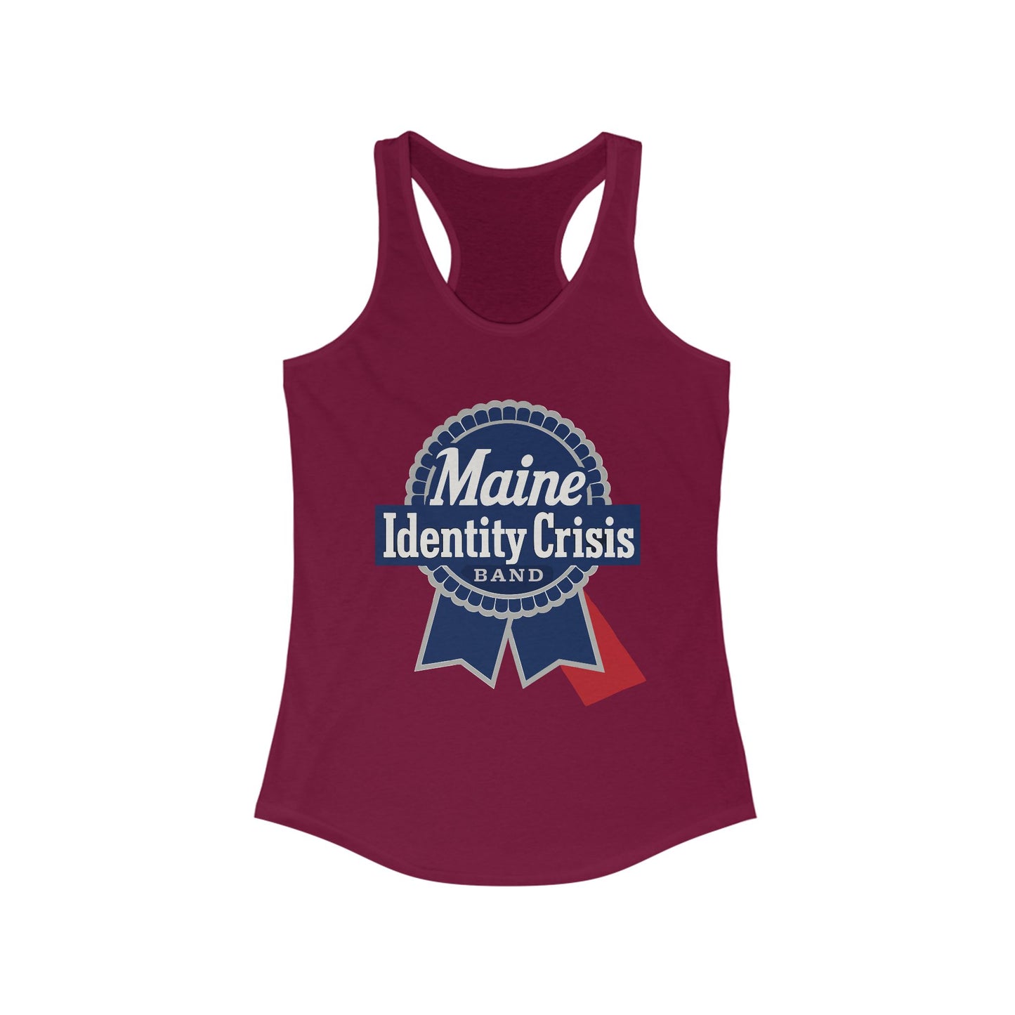 Identity Crisis Women's Racerback Tank Pabst Blue Ribbon Edition