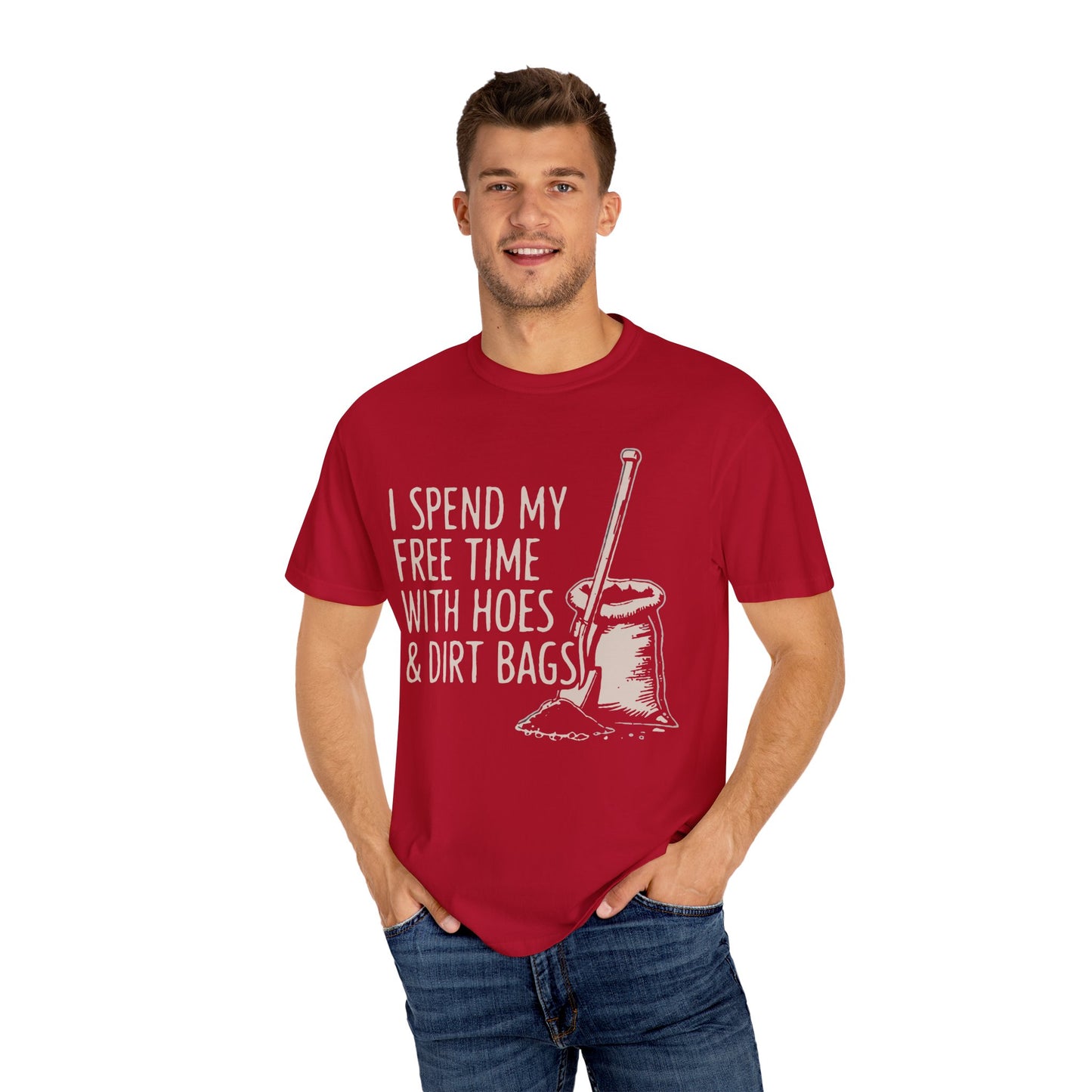 Funny Gardening T-Shirt, Unisex Tee for Garden Lovers, Gifts for Plant Moms, Farmhouse Apparel, Hoes & Dirt Bags Design