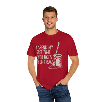 Funny Gardening T-Shirt, Unisex Tee for Garden Lovers, Gifts for Plant Moms, Farmhouse Apparel, Hoes & Dirt Bags Design