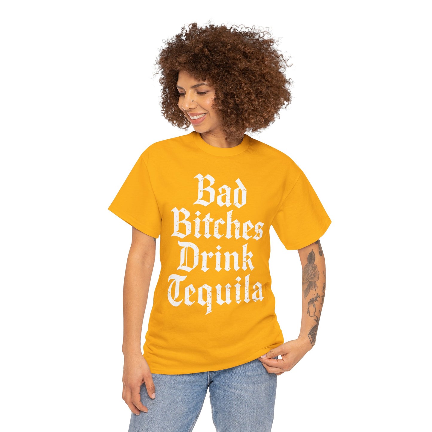 Bad Bitches Drink Tequila Unisex Heavy Cotton Tee