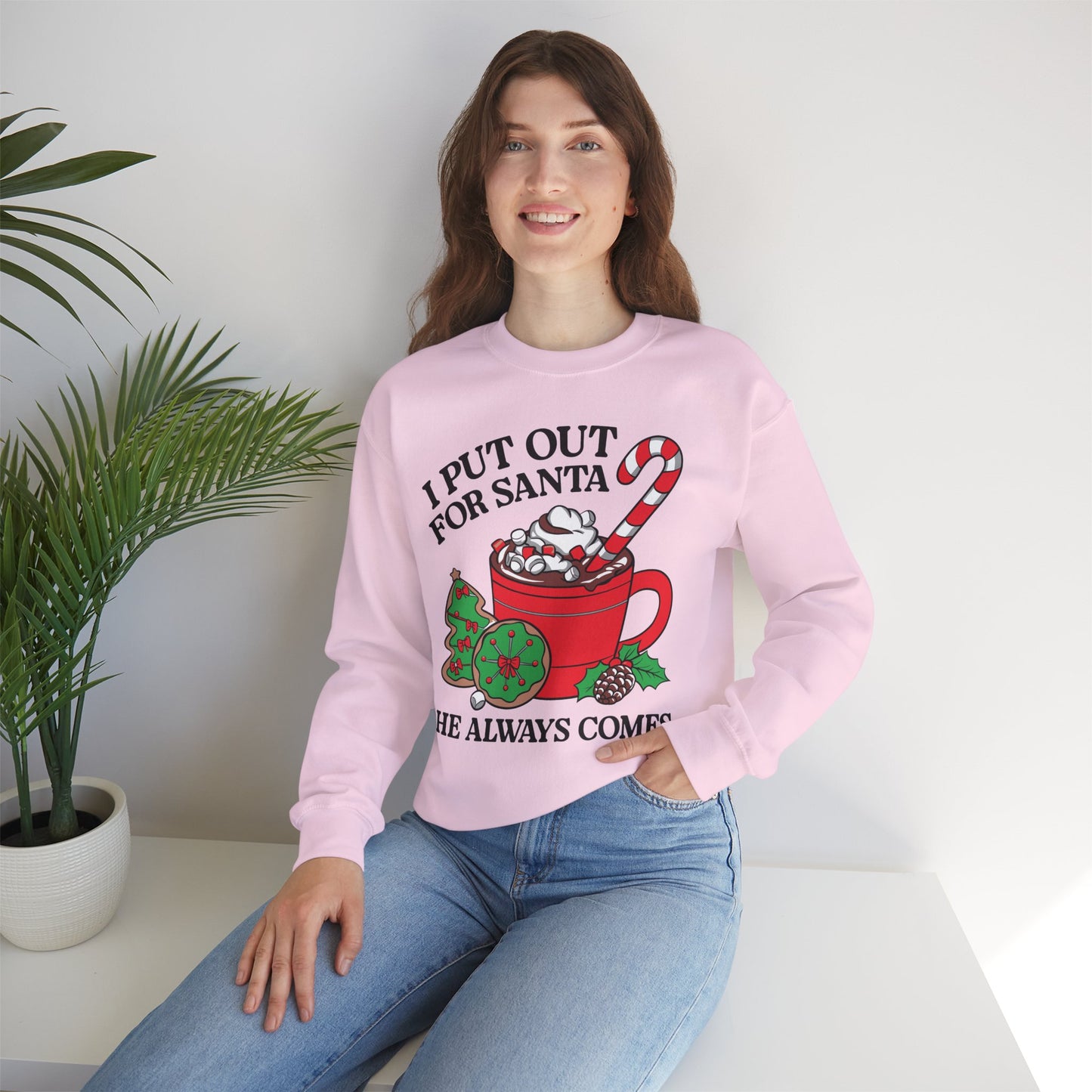Festive Santa Sweatshirt - "I Put Out for Santa" Christmas Crewneck