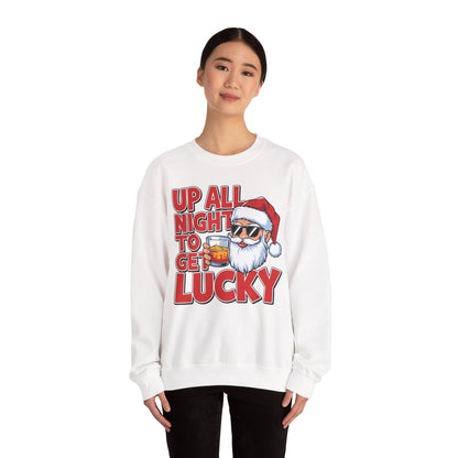 Up All Night to Get Lucky Santa Christmas Sweatshirt