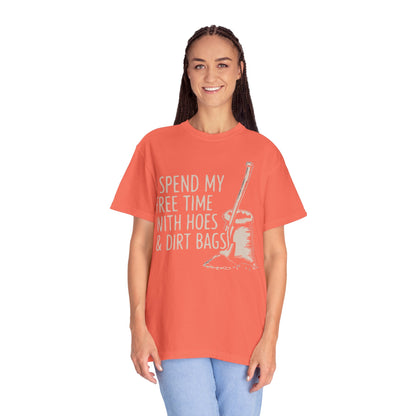 Funny Gardening T-Shirt, Unisex Tee for Garden Lovers, Gifts for Plant Moms, Farmhouse Apparel, Hoes & Dirt Bags Design