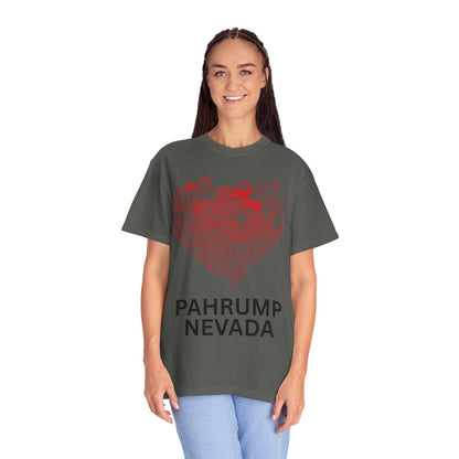 Heart Map Pahrump Unisex T-Shirt | Casual Gift for Nevada Lovers, Travel Souvenir, Unique City Design, Vintage Style Tee