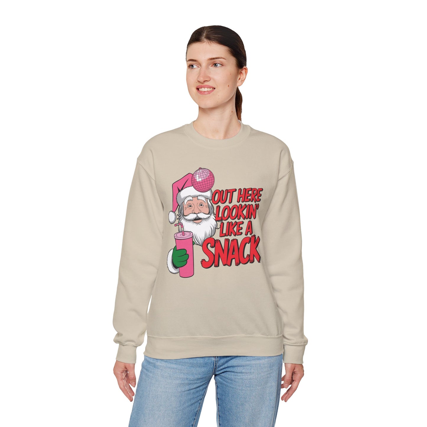 Festive Santa Christmas Sweatshirt - "Out Here Lookin' Like a Snack"