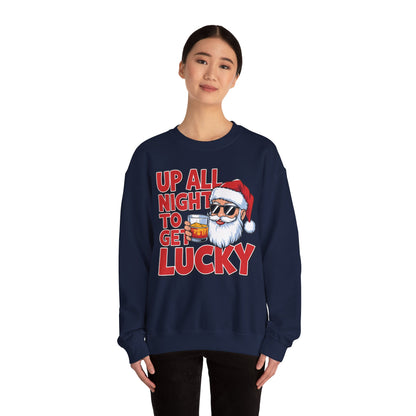 Up All Night to Get Lucky Santa Christmas Sweatshirt