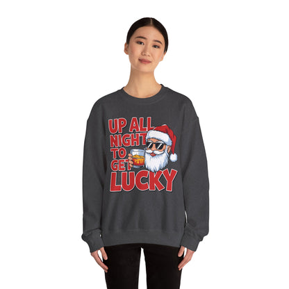 Up All Night to Get Lucky Santa Christmas Sweatshirt
