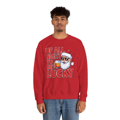 Up All Night to Get Lucky Santa Christmas Sweatshirt