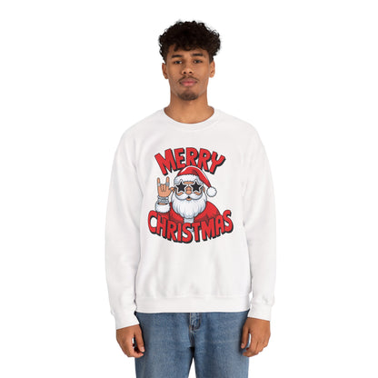 Merry Christmas Rockin' Santa Crewneck Sweatshirt