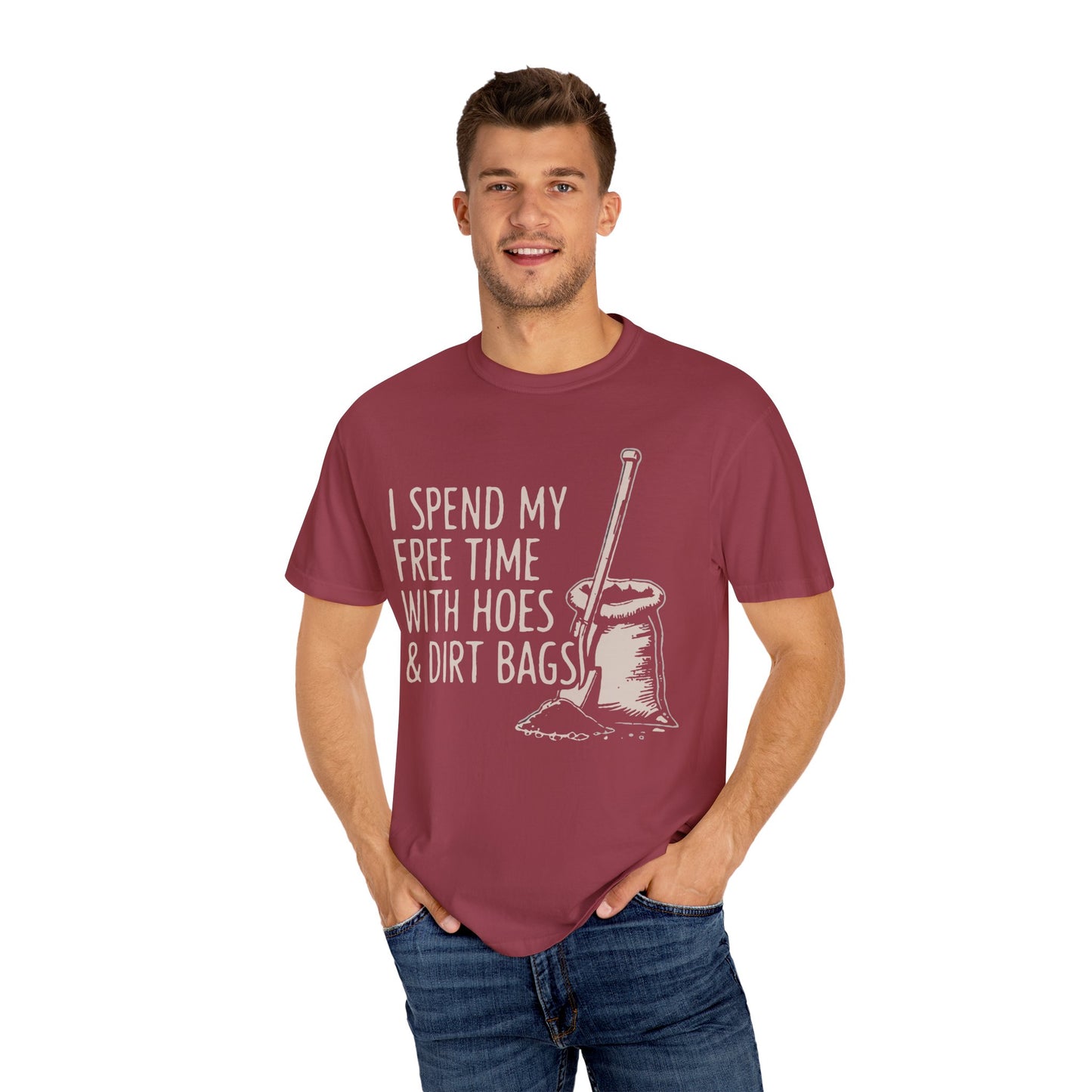 Funny Gardening T-Shirt, Unisex Tee for Garden Lovers, Gifts for Plant Moms, Farmhouse Apparel, Hoes & Dirt Bags Design