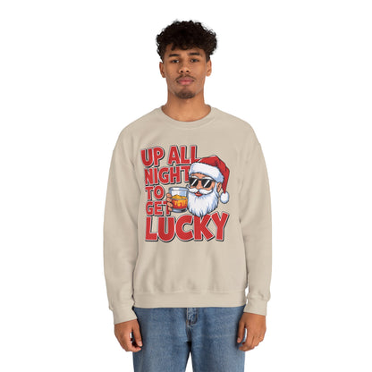 Up All Night to Get Lucky Santa Christmas Sweatshirt