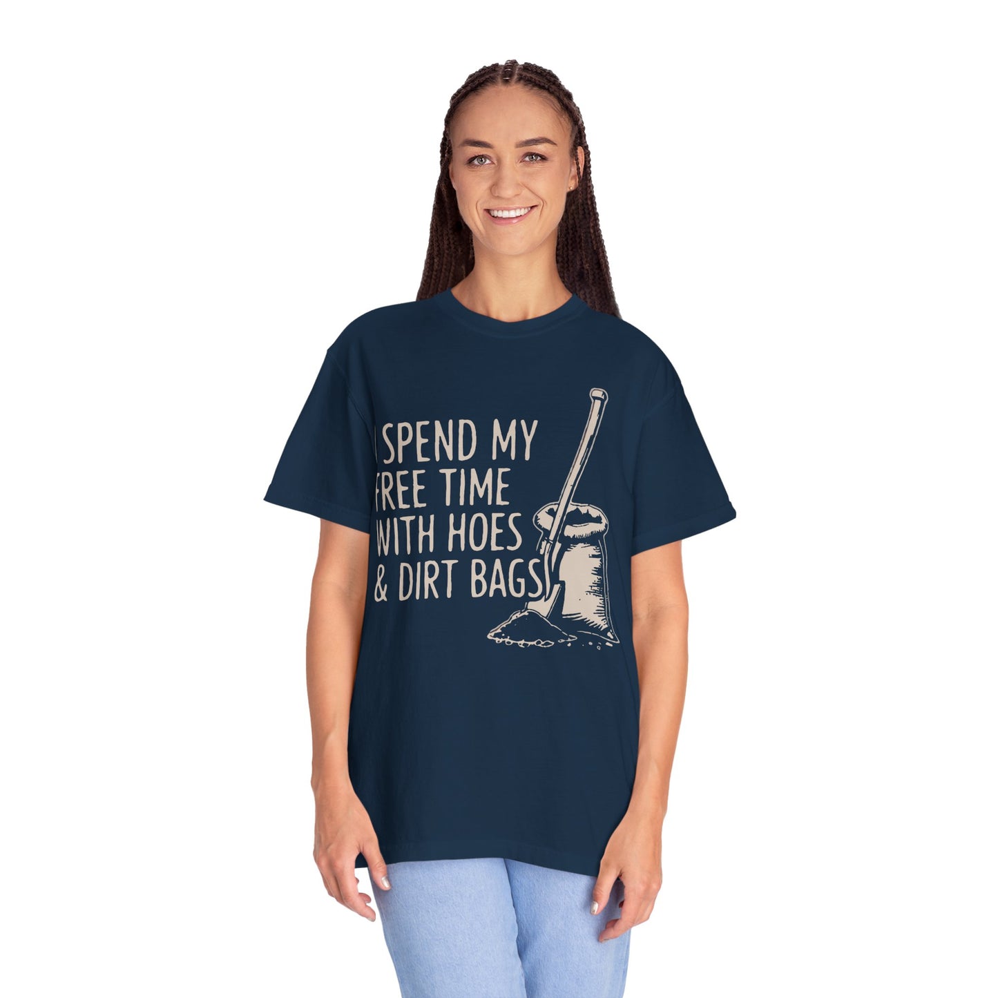 Funny Gardening T-Shirt, Unisex Tee for Garden Lovers, Gifts for Plant Moms, Farmhouse Apparel, Hoes & Dirt Bags Design