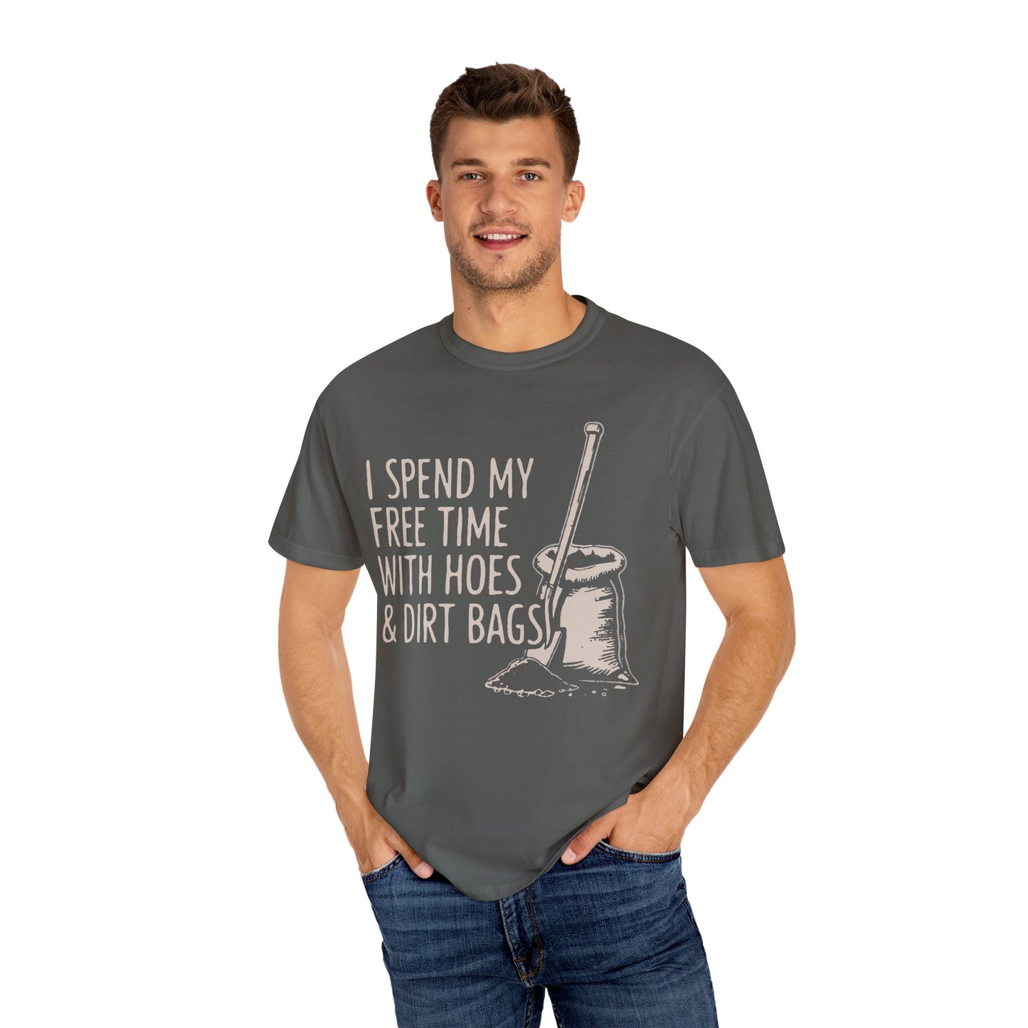 Funny Gardening T-Shirt, Unisex Tee for Garden Lovers, Gifts for Plant Moms, Farmhouse Apparel, Hoes & Dirt Bags Design