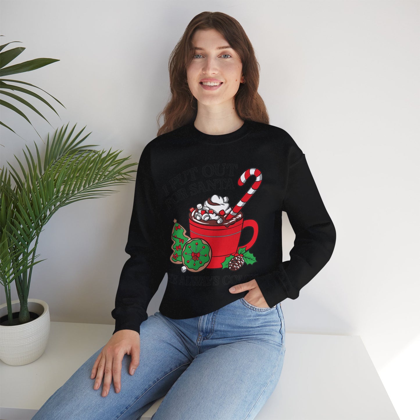 Festive Santa Sweatshirt - "I Put Out for Santa" Christmas Crewneck