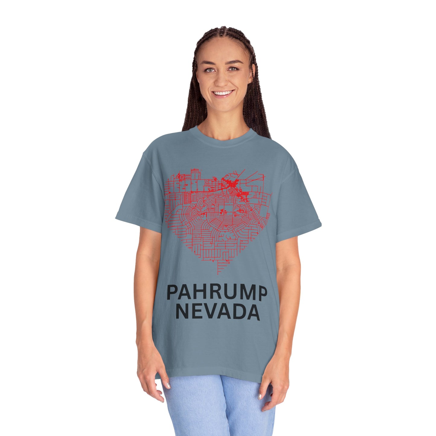 Heart Map Pahrump Unisex T-Shirt | Casual Gift for Nevada Lovers, Travel Souvenir, Unique City Design, Vintage Style Tee